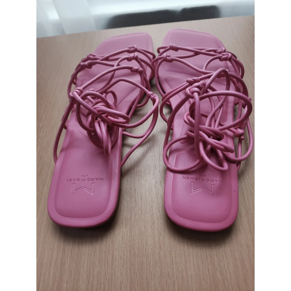 Marc Fisher Women Strappy Gladiator Square Toe Sandals FUSHIA Size 8.5 M